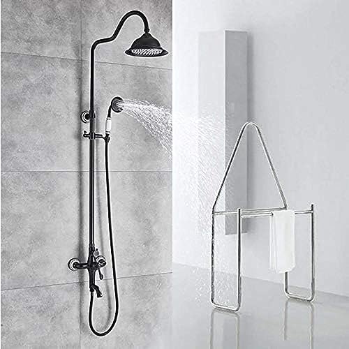 Wmmner 8" Schwarz Bronze Messing Regendusche Set - Wandmontierte Badarmatur Mit Schwenkbaren Wannenauslauf & Handbrause Luxus Badezimmer Duschsäulensystem von Wmmner