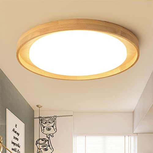 Wmmner Acryl-Led-Deckenleuchte Massivholz-Halbeinbauleuchte Nordische Holz-Deckenleuchte Balkon Arbeitszimmer Wohnzimmer Pendelleuchte Interessantes Leben (38 cm/58 cm/Dreifarbiges Licht von Wmmner