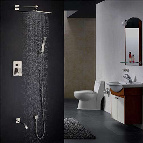 Wmmner Antikes Duschsystem Aus Gebürstetem Nickel - 8-Zoll-Wand-Wasserfall-Dusch-Fcet-Set Mit Handbrause Und Keramikventil Für Luxuriöses Badezimmer-Upgrade von Wmmner