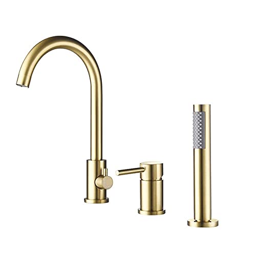 Wmmner Bad Dusche Mischbatterie Schwarz Messing Singlehebel Mit Handbrause Schlauch Badewanne Bad Wasserhähne Set Für Badezimmer-Schwarz/Gold Ulz 00012512 Tum/a von Wmmner