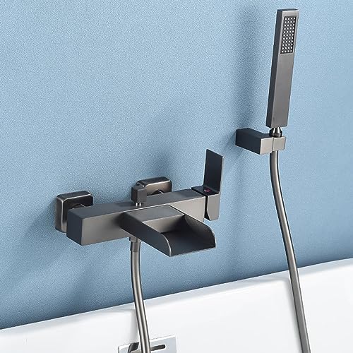 Wmmner Bad Wasserhahn Mit Handbrause Wasserfall Messing Wasser Kalt- Und Heißmischer Wasserhahn Badewanne Mit Handbrause, Gold/Grau/a von Wmmner