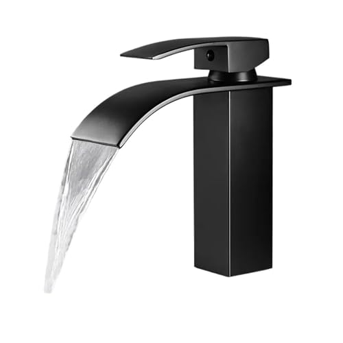 Wmmner Badezimmer Badezimmer Wasserfall Basin Waschbecken Wasserhahn Schwarze Wasserhähne Messing Bad Wasserhahn & Cold Mixer Waschtisch Wasserhahn Deck Montiert Waschbecken Wasserhahn Wasserhähne von Wmmner