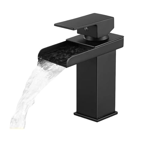 Wmmner Badezimmer Badezimmer Wasserfall Basin Waschbecken Wasserhahn Schwarze Wasserhähne Messing Bad Wasserhahn & Cold Mixer Waschtisch Wasserhahn Deck Montiert Waschbecken Wasserhahn Wasserhähne von Wmmner