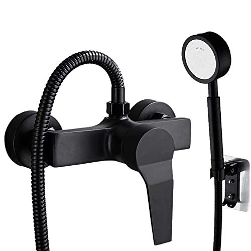 Wmmner Badezimmer Dusche Mischbatterien Mit Handbrause Messing Schwarz Einhebel Duschkopf Und Schlauch Set Wandfüller Bad Tap-B_Under/B/På von Wmmner