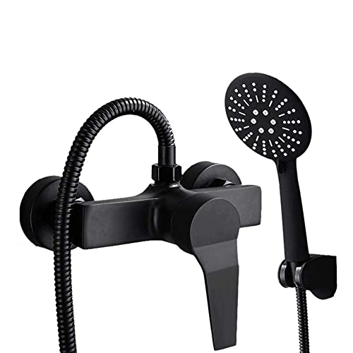 Wmmner Badezimmer Dusche Mischbatterien Mit Handbrause Messing Schwarz Einhebel Duschkopf Und Schlauch Set Wandfüller Bad Tap-B_Under/a/På von Wmmner