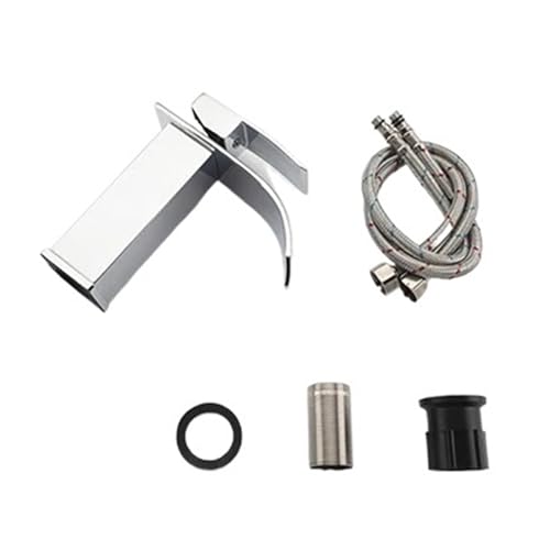 Wmmner Badezimmer Schwarzer Waschbecken Wasserhahn Wasserfall Badezimmer Wasserhahnedelstahl Waschbecken Wasserhähne Kalte Waschbecken Mixer Kran Waschbecken Wasserhahn Wasserhahn Wasserhähne/Chrom/G1 von Wmmner