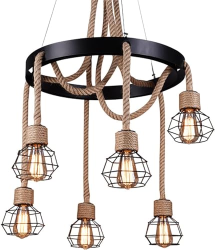 Wmmner Bauernhaus-Kronleuchter, Passend Für Esszimmer, Rustikale Leuchten, Großes Rundes Wagenrad, Modernes Esszimmer/Einfarbig/60 * 40 cm von Wmmner
