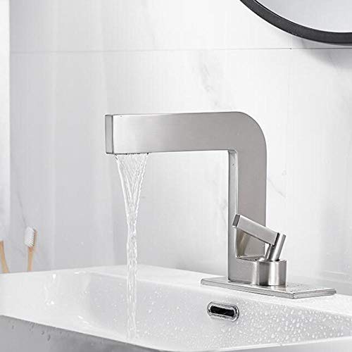 Wmmner Beckenmischbatterie Wasserfall Waschbecken Wasserhahn Heiße Und Kalte Messing Waschbecken Unter Theke Becken Waschbecken Waschbecken Wasserhahn Mit Schlauch-Schwarz (Blanc)/Gebürstet von Wmmner