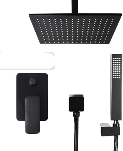 Wmmner Ceiling Mounted Brass Black Color Bath Shower Rain Mixer Combo Set 8-12" Rainfall Shower Head Shower Faucet System,Shower Set,12Inch/10 Zoll/a Wmmner Ceiling Mounted Brass Black Color Bath Shower Rain Mixer Combo Set 8-12" Rainfall Shower Head Shower Faucet System,Shower Set,12Inch/10 Zoll/a von Wmmner