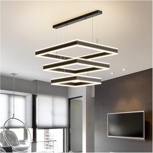 Wmmner Chandelier Atmosphere Loft Square Minimalist Staircase Long Line Light,Contemporary Dining Room/Stufenloses Dimmen/40-60-80Cm von Wmmner