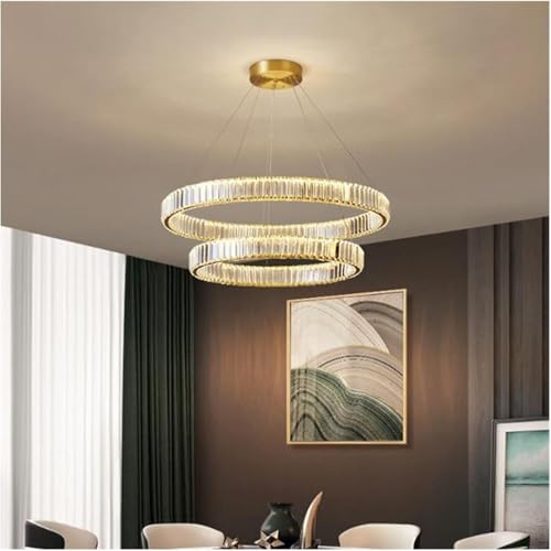 Wmmner Crystal Chandeliers Light Crystal Chandelier Living Room Lamp Post Modern Simple Restaurant Lamp,Contemporary Dining Room/Warmweiß/D80 60Cm von Wmmner