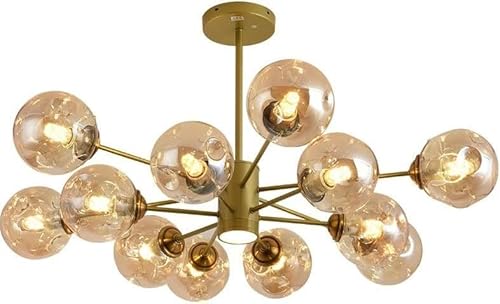Wmmner D Glass Bubble Cluster Sputnik Ceiling Light With Led Spotlight Amber Black Ball Mid Century Modern Light Fixture, (L70Cm Amber)/L100Cm/Grau von Wmmner