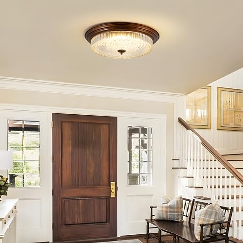 Wmmner Deckenleuchte – Mid Century Flush Mount Mit Ölgeriebener Bronzeoberfläche, 14,96 Zoll Leuchten Glaslampe (B) von Wmmner