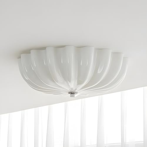 Wmmner Deckenleuchte Mit Bündiger Montage Und Wasserspiegelglas-Schirm, Mid Century Modern Vintage, Ähnlich Wie Leuchten Im Eingangsbereich./Weiß von Wmmner