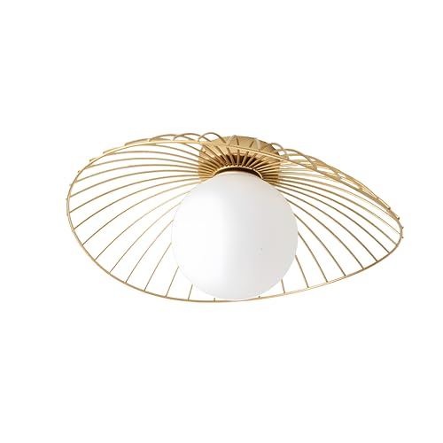 Wmmner Deckenleuchte – Moderne Einbauleuchte Mithhut-Armatur, Eingangsbereich Mit Milchweißem Glasschirm (Gold) von Wmmner
