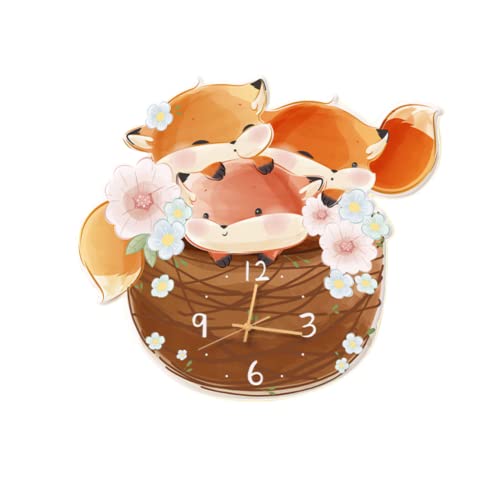 Wmmner Dekorative Wanduhr Mit Tiermotiv Nachtlicht Niedlicher Cartoon-Hase Fuchs Stille Uhr Mit Led-Licht Und Usb-Anschluss Wandlampe Uhr Für Kinderzimmer Esszimmer Wmmner Dekorative Wanduhr Mit Tiermotiv Nachtlicht Niedlicher Cartoon-Hase Fuchs Stille Uhr Mit Led-Licht Und Usb-Anschluss Wandlampe Uhr Für Kinderzimmer Esszimmer von Wmmner