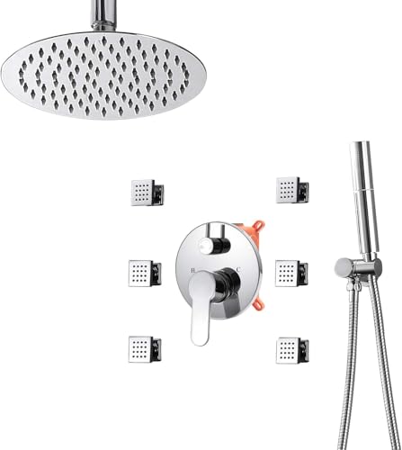 Wmmner Duschkörper-Sprays-Systeme 10-Zoll-Regen-Duschkopf Mit 6 Körpersprays Und Handbrause 3-Funktions-Regenmischer Duschset Chrom, a/D/a Wmmner Duschkörper-Sprays-Systeme 10-Zoll-Regen-Duschkopf Mit 6 Körpersprays Und Handbrause 3-Funktions-Regenmischer Duschset Chrom, a/D/a von Wmmner