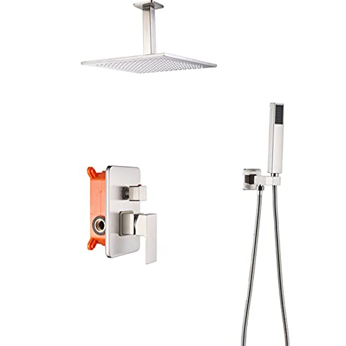 Wmmner Duschkopf, Handbrause, Duschsystem aus gebürstetem Nickel, Regen, Luxus-Hochdruck-Duschset, verstecktes Duschzubehör mit Duschkopf und Handbrause Wmmner Duschkopf, Handbrause, Duschsystem aus gebürstetem Nickel, Regen, Luxus-Hochdruck-Duschset, verstecktes Duschzubehör mit Duschkopf und Handbrause von Wmmner