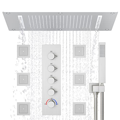 Wmmner Duschkopf Handbrause Multifunktionales Duschsystem mit 14,96 x 27 cm Regenduschkopf 14,96 x 27 cm Regendusche mit verstellbarem 4-teiligem Sprühkopf von Wmmner