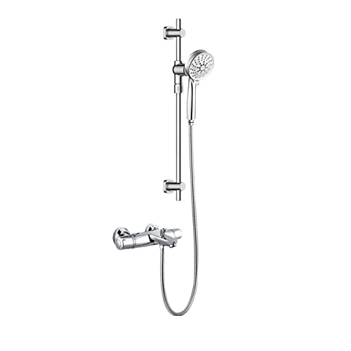 Wmmner Duschmischer Duschkopf Und Handbrausesystem 2-Funktions-Handbrause Quadratischer Duschmischer Duschsystem Badezimmer Exposed Twin Head Valve Set B von Wmmner