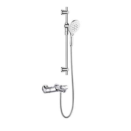Wmmner Duschmischer Duschkopf Und Handbrausesystem 2-Funktions-Handbrause Quadratischer Duschmischer Duschsystem Badezimmer Exposed Twin Head Valve Set B von Wmmner