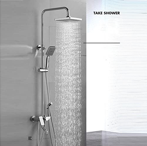 Wmmner Duschmischer Regenfall Dusche Duschkopf Und Handbrausesystem 4-Funktions-Handbrause Quadratische Dusche Mischbatterie Duschsystem Badezimmer Freiliegendes Doppelkopf Ventilset Silber Wmmner Duschmischer Regenfall Dusche Duschkopf Und Handbrausesystem 4-Funktions-Handbrause Quadratische Dusche Mischbatterie Duschsystem Badezimmer Freiliegendes Doppelkopf Ventilset Silber von Wmmner