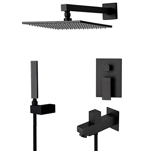 Wmmner Duschsystem, Wandmontiertes Schwarzes Badezimmer-Duscharmatursystem Aus Messing Mit 8-12/a/12 Uhr Wmmner Duschsystem, Wandmontiertes Schwarzes Badezimmer-Duscharmatursystem Aus Messing Mit 8-12/a/12 Uhr von Wmmner