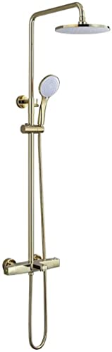 Wmmner Duschsystem,Tatisches Gold-Luxus-Duscharmaturen-Set Messing-Miverter-Mischer Wasserfall-Regendusche Mit 10-Zoll-Regen-Duschkopf Und Handbrause, Wand-Duschset, C von Wmmner