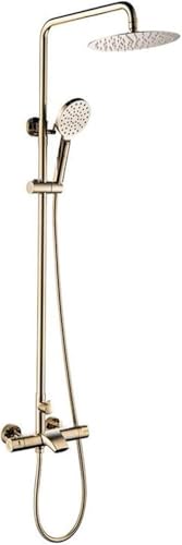 Wmmner Duschsystem,Tatisches Gold Luxus-Duschhapen Set Messing Umsteller Mixer Wasserfall Regendusche Mit 10 Inch Regenfall-Duschkopf Und Handbrause, Wandmontiertes Duschset, B/a/a Wmmner Duschsystem,Tatisches Gold Luxus-Duschhapen Set Messing Umsteller Mixer Wasserfall Regendusche Mit 10 Inch Regenfall-Duschkopf Und Handbrause, Wandmontiertes Duschset, B/a/a von Wmmner