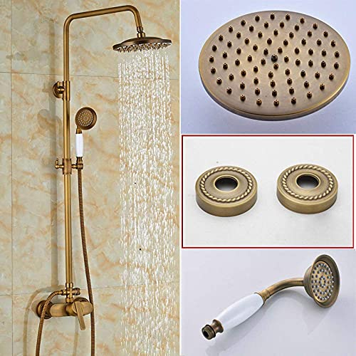 Wmmner Duschsystem-Bhss Antike Regendusche Set Wasserhahn Einhand-Außendusche Mixer Wasserhahn Messing Regendusche Mixer Mit Handbrause, Antike Messing C,02 Ulz 000668 Gold Bad Wasserhahn10 Zoll Wandm Wmmner Duschsystem-Bhss Antike Regendusche Set Wasserhahn Einhand-Außendusche Mixer Wasserhahn Messing Regendusche Mixer Mit Handbrause, Antike Messing C,02 Ulz 000668 Gold Bad Wasserhahn10 Zoll Wandm von Wmmner