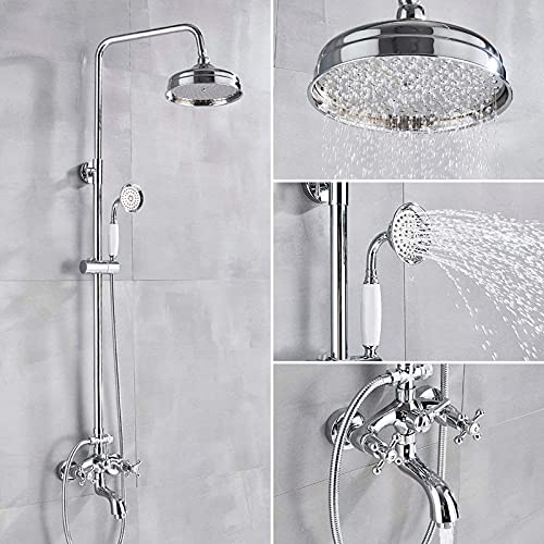 Wmmner Duschsystem Chrom Duscharmatur Bad Dusche Mixer Wasserhahn 8 Regen Duschkopf Bad Duschset W/Handbrause Badewanne Wasserhahn Wandmontiert, Chrom a Style/Krom B-Stil/a von Wmmner