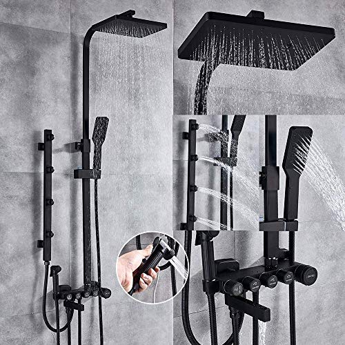 Wmmner Duschsystem Luxus Weißgold Duscharmatur Set 5-Funktion Wandhalterung Regendusche Kopf Mit Handbrause Badewanne Auslauf Bidet Wasserhahn Mixer, Chrom Silber Ulz 000433 Duschsets, Bathroom Regend Wmmner Duschsystem Luxus Weißgold Duscharmatur Set 5-Funktion Wandhalterung Regendusche Kopf Mit Handbrause Badewanne Auslauf Bidet Wasserhahn Mixer, Chrom Silber Ulz 000433 Duschsets, Bathroom Regend von Wmmner