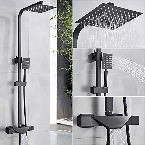 Wmmner Duschsystem Matte Schwarz Duscharmaturtatisches Duschset Doppelgriff Regen Wasserfall Badewanne Duschmischer Säulenhahntat Mischbatterie Wasserhahn, Chrom Duschset/Svart Duschset a/a Wmmner Duschsystem Matte Schwarz Duscharmaturtatisches Duschset Doppelgriff Regen Wasserfall Badewanne Duschmischer Säulenhahntat Mischbatterie Wasserhahn, Chrom Duschset/Svart Duschset a/a von Wmmner