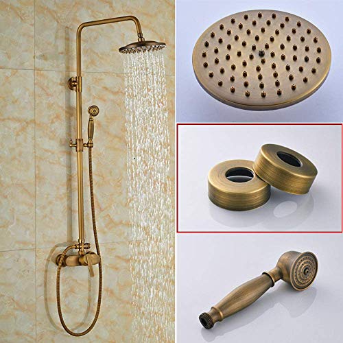 Wmmner Duschsystem Messing Antike Regen Dusche Set Wasserhahn Einhand Outdoor Dusche Mixer Tap Messing Regendusche Mixer Mit Handbrause, Antik Messing A,02/Antikes Mässen D-02/a von Wmmner