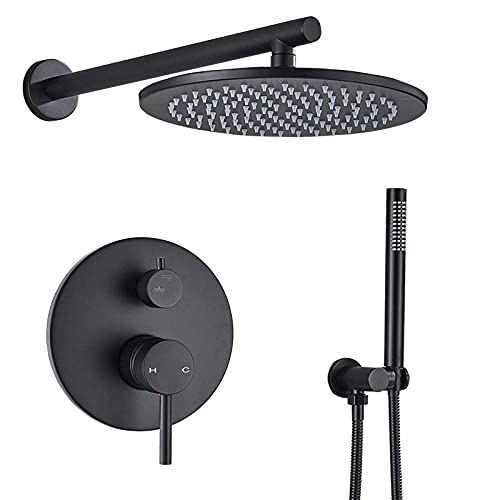 Wmmner Duschsystem Messing Schwarz Duschset Badezimmer Wasserhahn Decke Oder Wand Dusche Arm Umsteller Mixer Handheld Spray Sets Mit 8-16 Rian Duschkopf, 8 Zoll Duschset C/10 Duschset W/a Wmmner Duschsystem Messing Schwarz Duschset Badezimmer Wasserhahn Decke Oder Wand Dusche Arm Umsteller Mixer Handheld Spray Sets Mit 8-16 Rian Duschkopf, 8 Zoll Duschset C/10 Duschset W/a von Wmmner