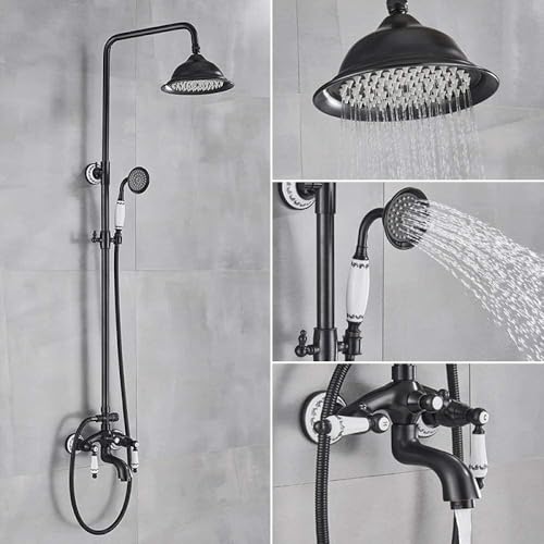 Wmmner Duschsystem Schwarzer Duscharmatur Bad Duschmischer Wasserhahn 8 Regenfall Duschkopf Bad Duschset Mit Handbrause Badewanne Wasserhahn Wandmontiert, Schwarz Bronze C/Svart Brons a/a Wmmner Duschsystem Schwarzer Duscharmatur Bad Duschmischer Wasserhahn 8 Regenfall Duschkopf Bad Duschset Mit Handbrause Badewanne Wasserhahn Wandmontiert, Schwarz Bronze C/Svart Brons a/a von Wmmner