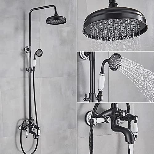 Wmmner Duschsystem Schwarzer Duschhahn Badewannen-Duschmischer Wasserhahn 8 Regendusche Kopf Bad Duschset Mit Handbrause Badewanne Wasserhahn Wandmontiert, Schwarze Bronze a/Svart Brons C/a Wmmner Duschsystem Schwarzer Duschhahn Badewannen-Duschmischer Wasserhahn 8 Regendusche Kopf Bad Duschset Mit Handbrause Badewanne Wasserhahn Wandmontiert, Schwarze Bronze a/Svart Brons C/a von Wmmner