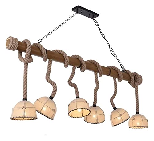 Wmmner E27 6-Lights Vintage Industrial Loft Hanf Seil Pendelleuchte, Retro Bambus Decke Hängelampe, Antikes Tuch Lampenschirm Bar Cafe Restaurant Kronleuchter Flush Mount Licht Wmmner E27 6-Lights Vintage Industrial Loft Hanf Seil Pendelleuchte, Retro Bambus Decke Hängelampe, Antikes Tuch Lampenschirm Bar Cafe Restaurant Kronleuchter Flush Mount Licht von Wmmner