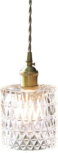 Wmmner E27 Zylindrische Japanische Glas Pendelleuchten Einfach Prosonalized Restaurant Balkon Cafe Einzelkopf Hängelampe Einzelkopf Messing Glas Pendelleuchte Ulz 000638 Skandinavischer Stil Klarglas von Wmmner