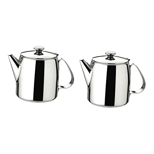 Wmmner Edelstahl-Kaffeekanne Edelstahl-Teekessel Metall-Teekanne Metall-Kaffeekanne Herd Teekessel Essigbehälter Salatdressing Edelstahl-Teekanne Mit Deckel Tragbare Teekanne (Silberx2 Stück, 12X9.5X7 von Wmmner