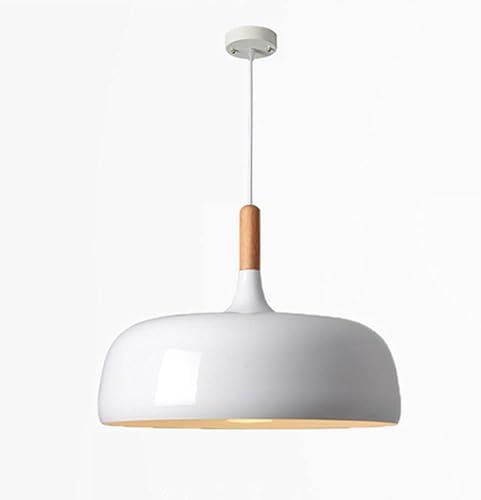 Wmmner Einfacher Dekorativer Pendelleuchter Im Landhausstil, Extrem Schlichte Deckenleuchte, 1-Flammiger Pendelleuchter Mit Weißer Oberfläche Und Akzenten, Modernes Esszimmer/Bianco/48 × 40 cm von Wmmner