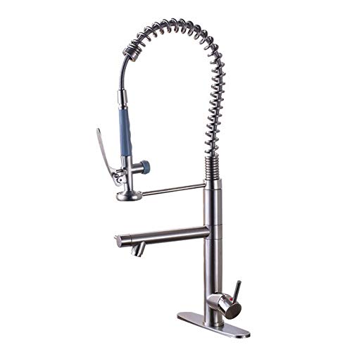 Wmmner Einhand-Feder-Küchenspüle Wasserhahnmit Pull Bright Chrome Sppull Down Kitchen Hands Free Sprühkopf Mit Schloss Heiß-Kalt-Wasser-Küchen-Mischbatterie, Schwenkauslauf K von Wmmner