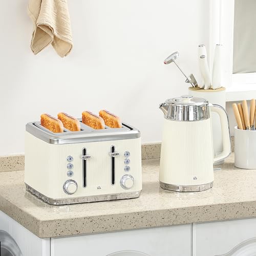 Wmmner Elektrischer Wasserkocher Und 4-Scheiben-Toaster-Set Aus Edelstahl Mit Schnellkochen Und Einstellbaren Bräunungssteuerungen Für Moderne Küche Ulz 000125 Elektrischer Wasserkocher Aus Edelstahl von Wmmner