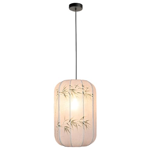 Wmmner Esszimmer-Pendelleuchte Chinoiserie-Laternenleuchte, Stofflampenschirm, Blumen- Und Vogelmuster Lichtraum Kücheninsel Schlafzimmer Restaurant/Grün/22 * 32 cm von Wmmner