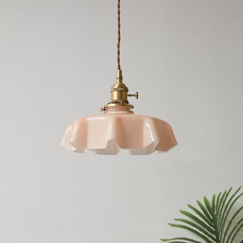 Wmmner Esszimmer-Pendelleuchte Nordische Milchglasleuchte Mid-Century-Lampen Vintage Rustikal Blütenblätter Deckenhängeleuchte Kücheninsel Schlafzimmer Café/Rosa von Wmmner