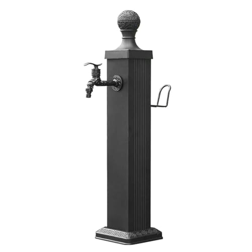 Wmmner Freistehender Aluminiumschlauchständer Mit Austürhahn - Frostschutz-Messing-Wasserrohr Für Bewässerung Und Bewässerung - Weiß 45 Zoll (114 Cm)/Schwarzer/74 Cm/29 Zoll von Wmmner