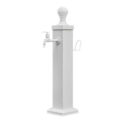 Wmmner Freistehender Aluminiumschlauchständer Mit Austürhahn - Frostschutz-Messing-Wasserrohr Für Bewässerung Und Bewässerung - Weiß 45 Zoll (114 Cm)/Weiß/74 Cm/29 Zoll von Wmmner