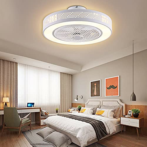 Wmmner Geschlossener Deckenventilator Mit Beleuchtung, Fernbedienung, Dimmbaren Beleuchtungsmodi, Geräuschlosem Ventilator, Beleuchtung, Bündig Montierter Kronleuchterlampe Für Schlafzimmer, Wohnzimme von Wmmner