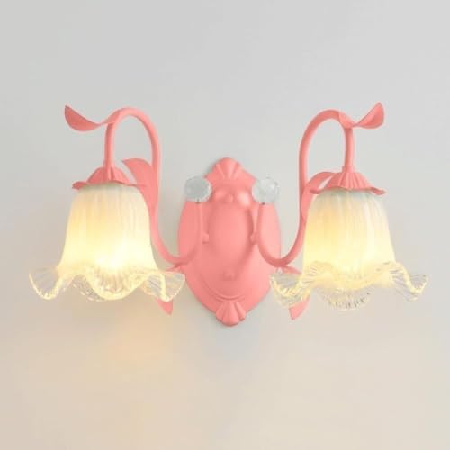 Wmmner Glas-Wandleuchte Mit Blumenschirm Wandleuchte Tulpe Cremefarbene Wandleuchte Badezimmer-Wandleuchte, Deckenleuchte/Rosa/2 Leuchten Wmmner Glas-Wandleuchte Mit Blumenschirm Wandleuchte Tulpe Cremefarbene Wandleuchte Badezimmer-Wandleuchte, Deckenleuchte/Rosa/2 Leuchten von Wmmner