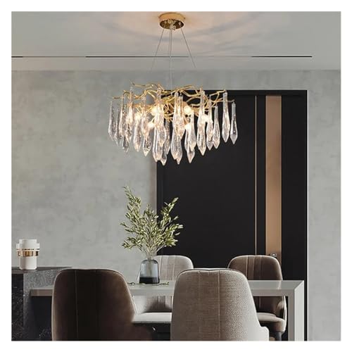 Wmmner Glass Drop Ceiling Chandeliers Led Lights Post-Modern Gold Hanging Lamps Home Decoration Compatible with Dining Room Decor,Chandelier/60Cm von Wmmner